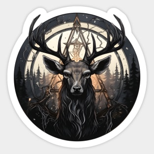 Deer in the dark forest Sticker